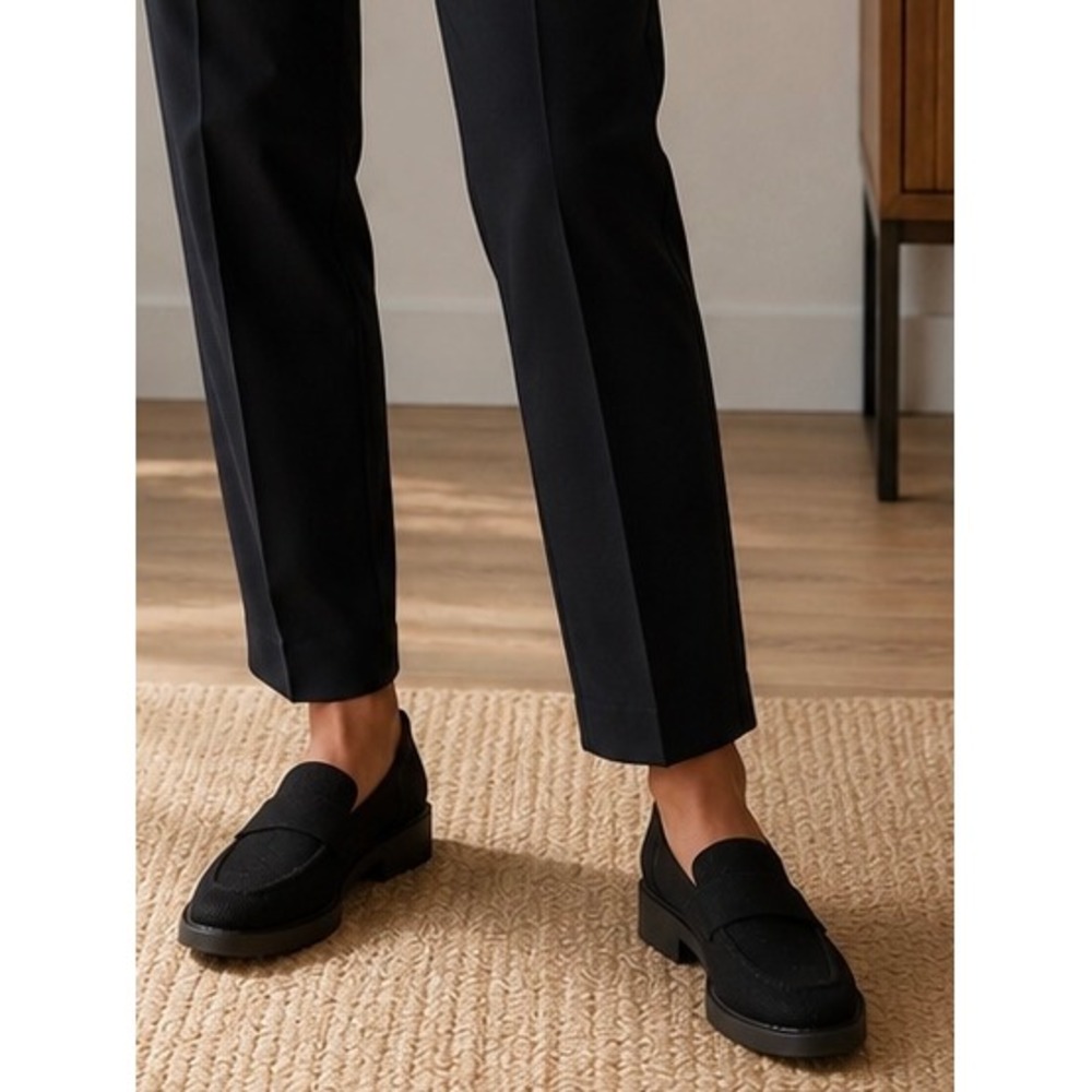 Steven New York Brynn Black Knit Platform Penny Loafers Womens 8M